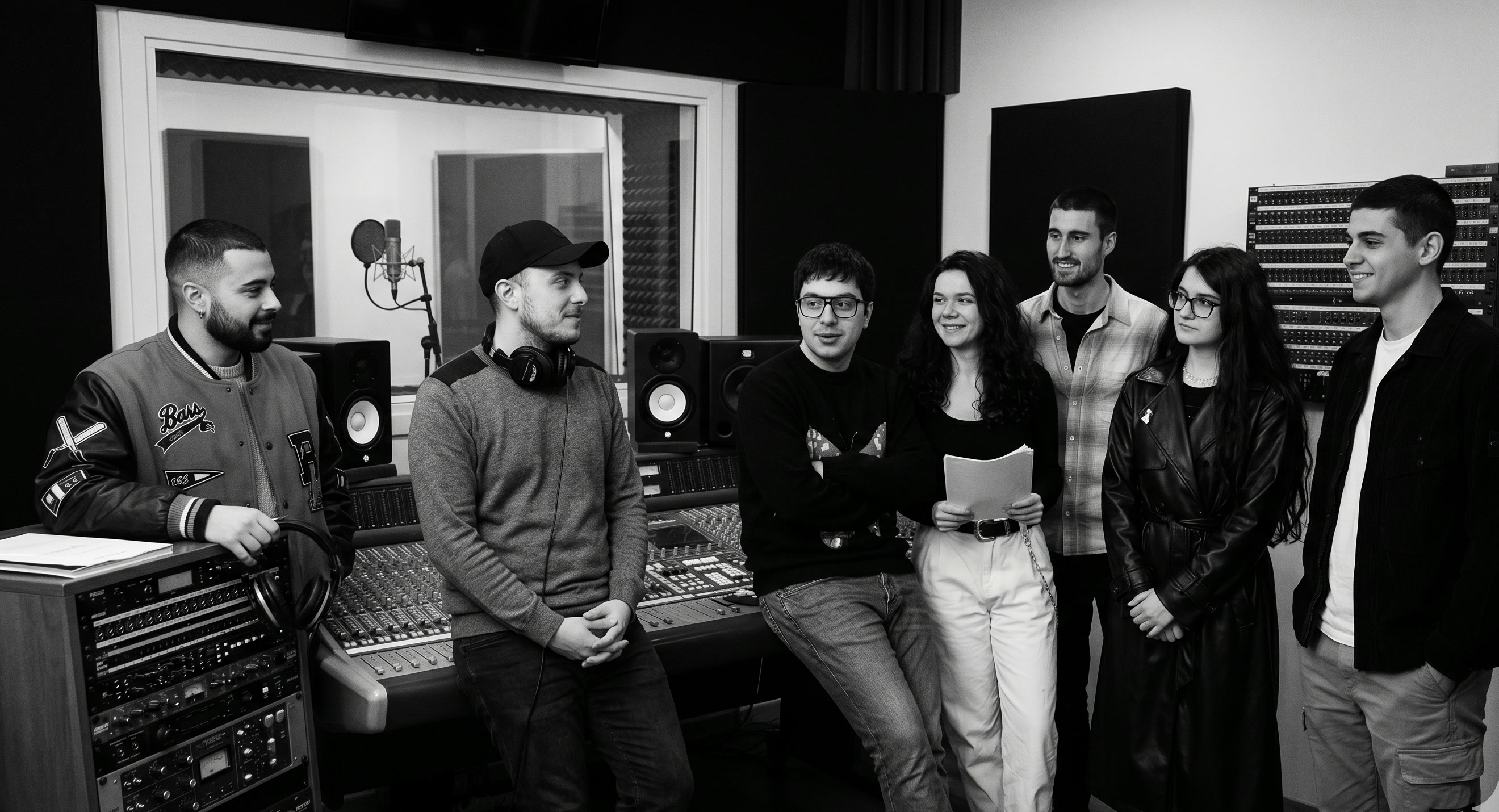 El equipo YouDub en su estudio de doblaje en Roma